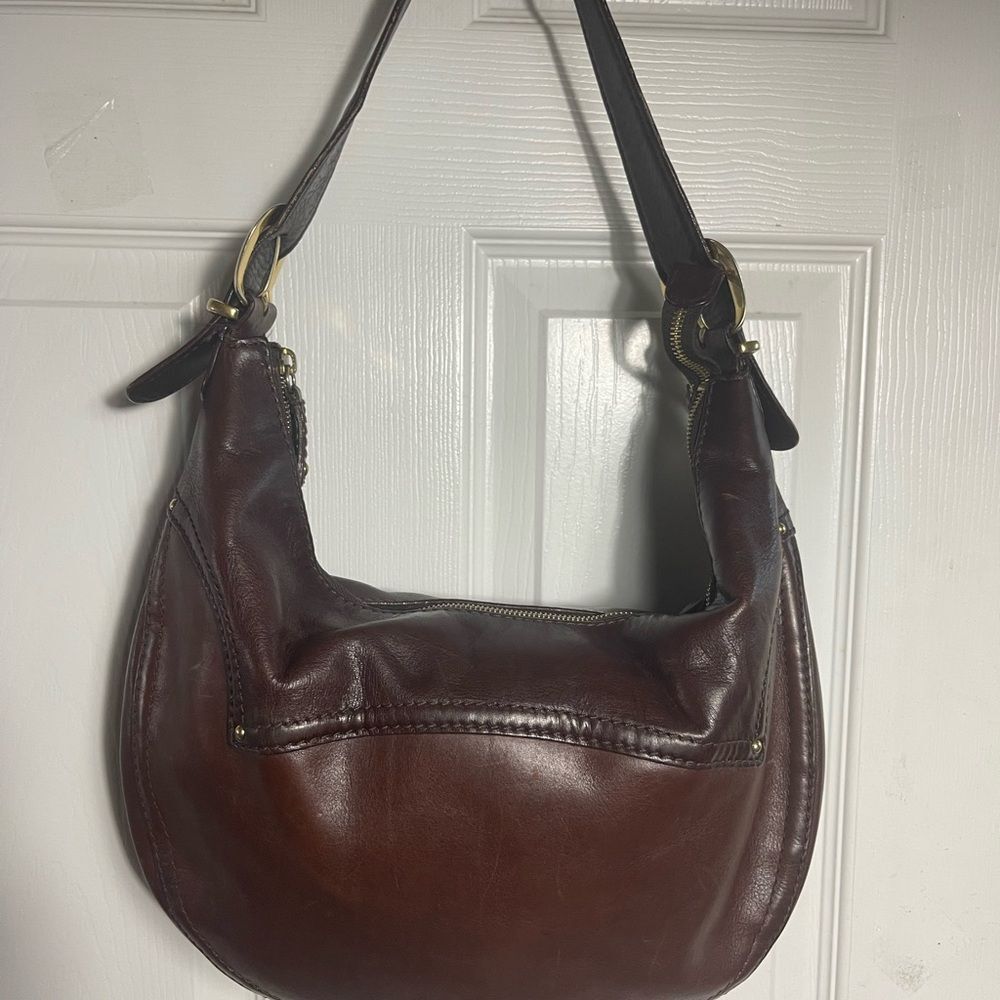 Michael Kors leather dark Brown large hobo bag gold studs accent& hardwares - Picture 3 of 16